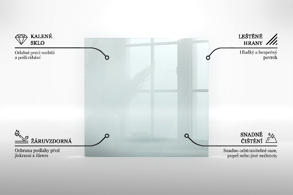 Glass hearth rectangular transparent