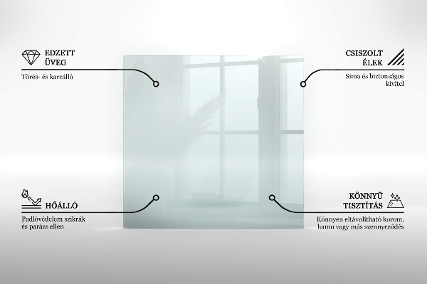 Glass hearth rectangular transparent