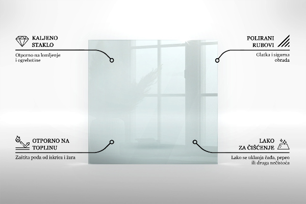 Glass hearth rectangular transparent