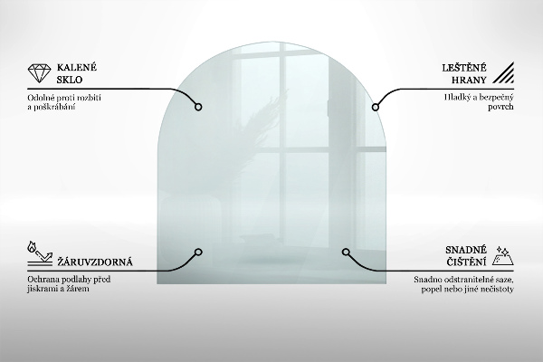 Glass wood burner hearth half round transparent