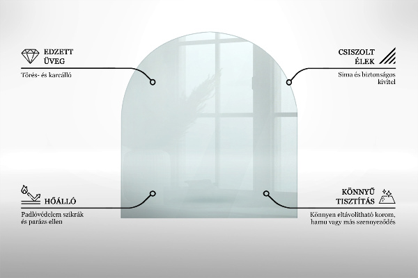 Glass wood burner hearth half round transparent