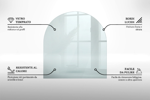 Glass wood burner hearth half round transparent