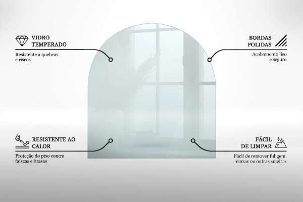 Glass wood burner hearth half round transparent