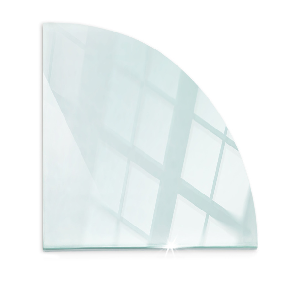 Corner glass hearth quadrant transparent