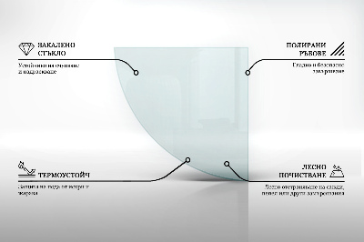 Corner glass hearth quadrant transparent