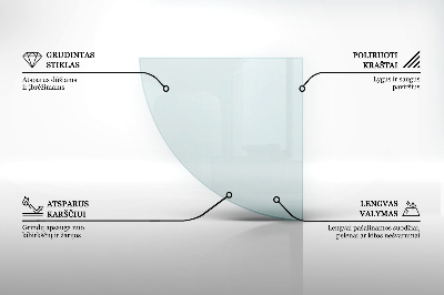 Corner glass hearth quadrant transparent