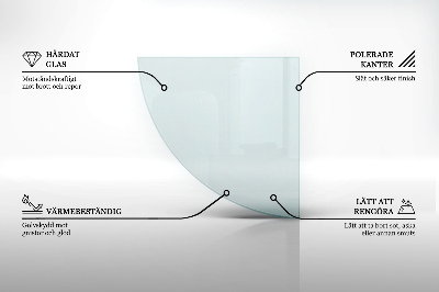 Corner glass hearth quadrant transparent