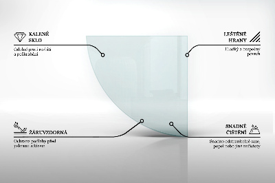 Corner glass hearth quadrant transparent