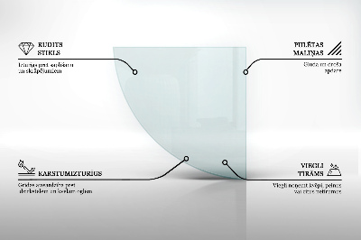 Corner glass hearth quadrant transparent