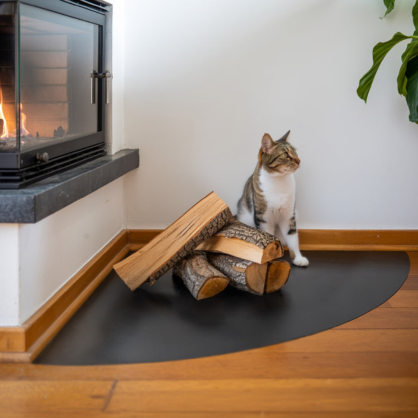 Hearth pad for fireplace industrial metal finish