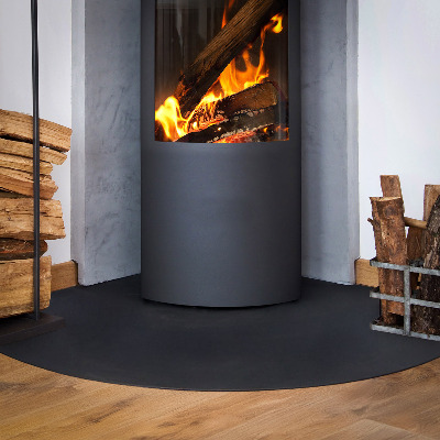 Hearth pad for fireplace industrial metal finish