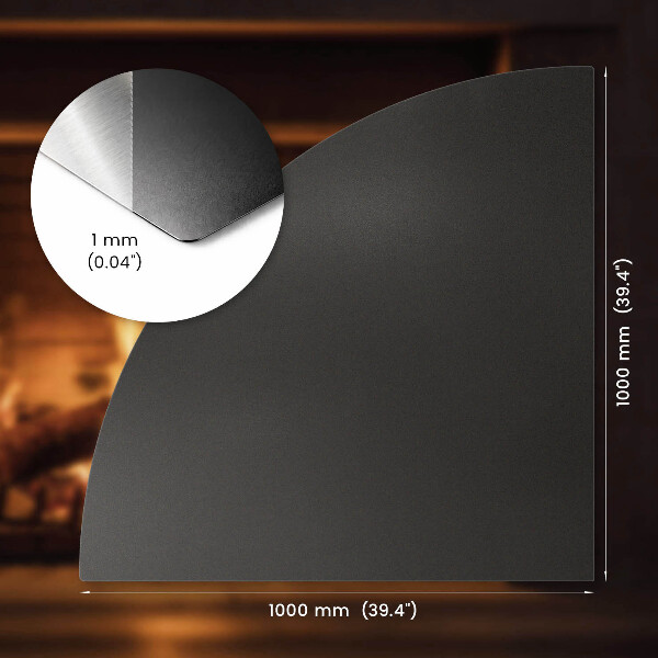 Hearth pad for fireplace industrial metal finish