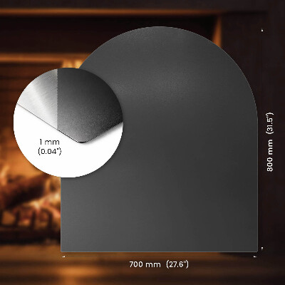 Semi-oval hearth pad for fireplace in industrial metal