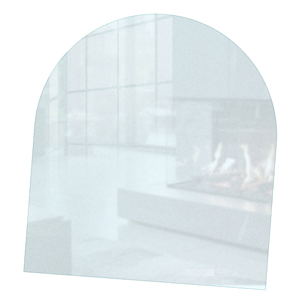 Semi-oval hearth pad for wood stove with a frosted visual effect