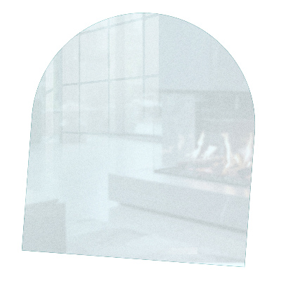 Semi-oval hearth pad for wood stove with a frosted visual effect