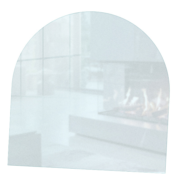 Semi-oval hearth pad for wood stove with a frosted visual effect