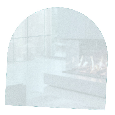 Semi-oval hearth pad for wood stove with a frosted visual effect