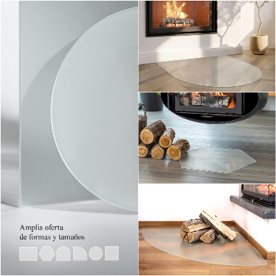 Semi-oval hearth pad for wood stove Frosted visual effect