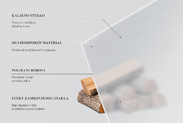 Semi-oval hearth pad for wood stove Frosted visual effect