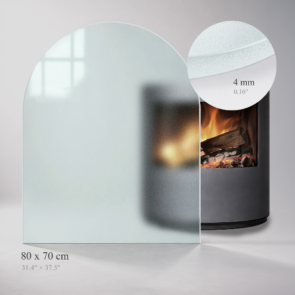 Semi-oval hearth pad for wood stove with a frosted visual effect