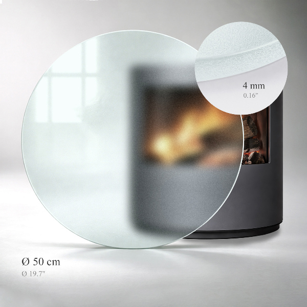Round wood burner hearth pad with a milky glass optical effect