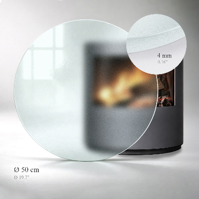 Round wood burner hearth pad with a milky glass optical effect
