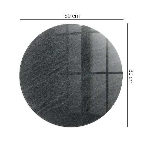 Round glass hearth for log burner Natural stone pattern