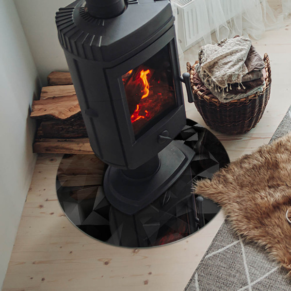 Round tempered glass hearth Geometry in three dimensions