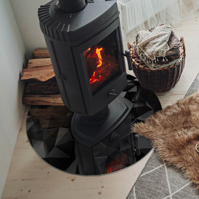 Round tempered glass hearth Geometry in three dimensions