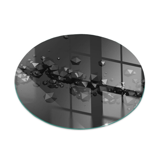 Round glass hearth Abstract cloud forms in solids