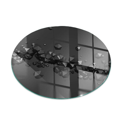 Round glass hearth Abstract cloud forms in solids