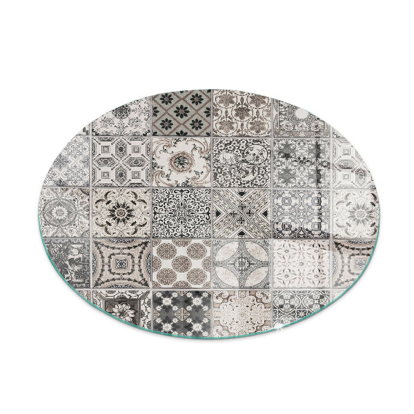 Round tempered glass hearth Tiled decorative patterns