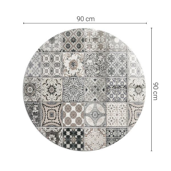 Round tempered glass hearth Tiled decorative patterns
