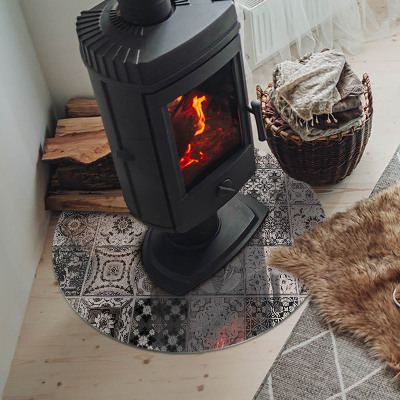 Round tempered glass hearth Tiled decorative patterns