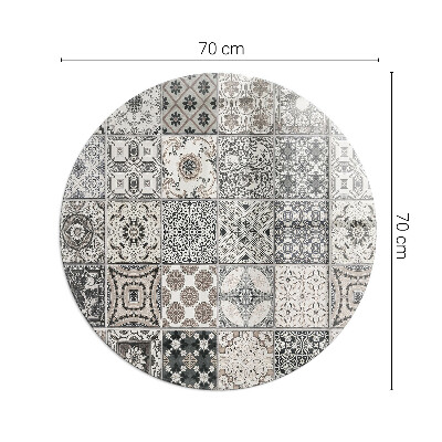 Round tempered glass hearth Tiled decorative patterns