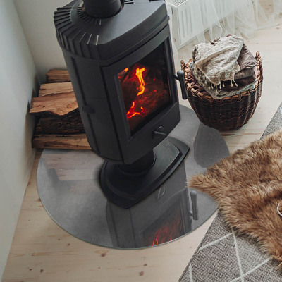 Round glass hearth Concrete structure with effect