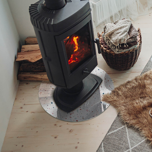 Round glass hearth for log burner Shapes in miniature