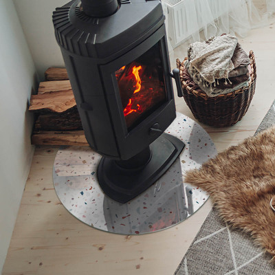 Round glass hearth for log burner Shapes in miniature