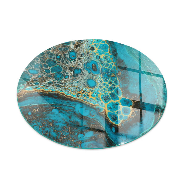 Round tempered glass hearth Organic pattern in an abstract style