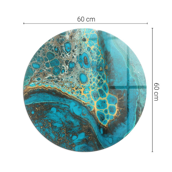 Round tempered glass hearth Organic pattern in an abstract style