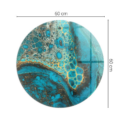 Round tempered glass hearth Organic pattern in an abstract style