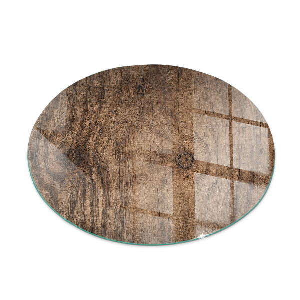 Round tempered glass hearth Pine wood pattern