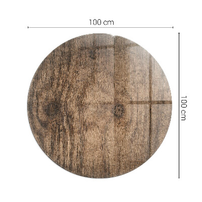Round tempered glass hearth Pine wood pattern