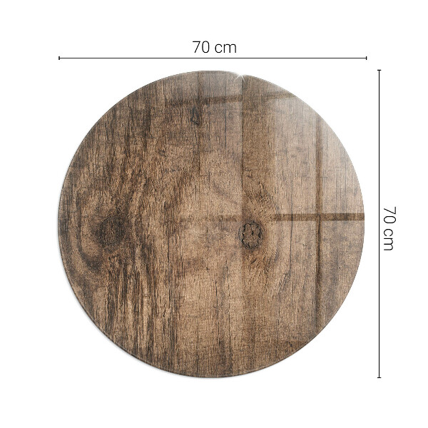 Round tempered glass hearth Pine wood pattern