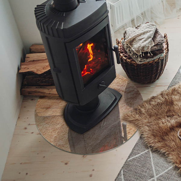 Round glass hearth for log burner The nature of the stone structure