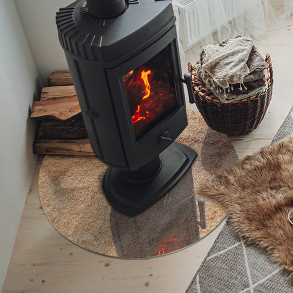 Round glass hearth for log burner The nature of the stone structure