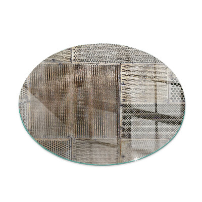 Round glass hearth Perforated steel motif