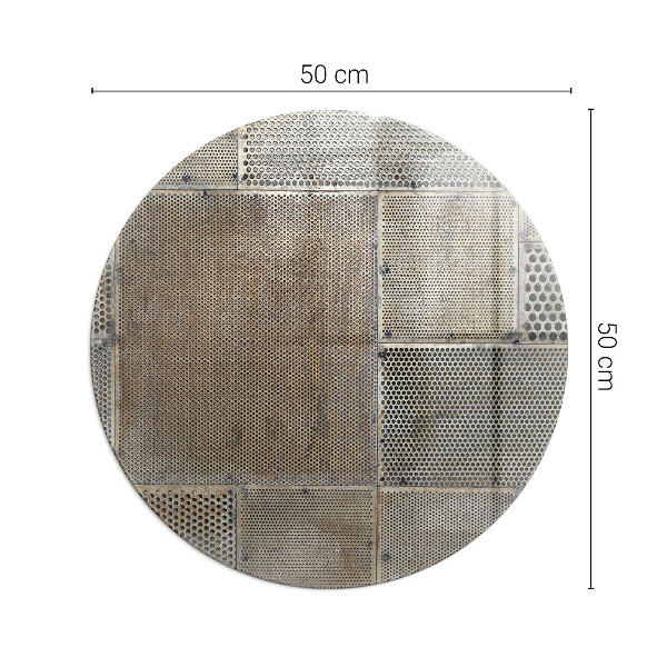 Round glass hearth Perforated steel motif