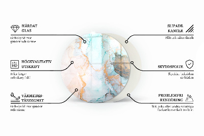 Round glass hearth for log burner Marble texture in an elegant style