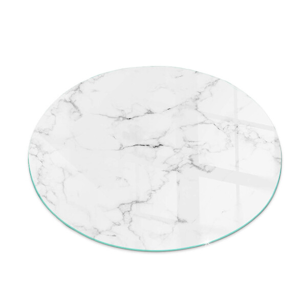 Round glass hearth Marble motif with delicate veins